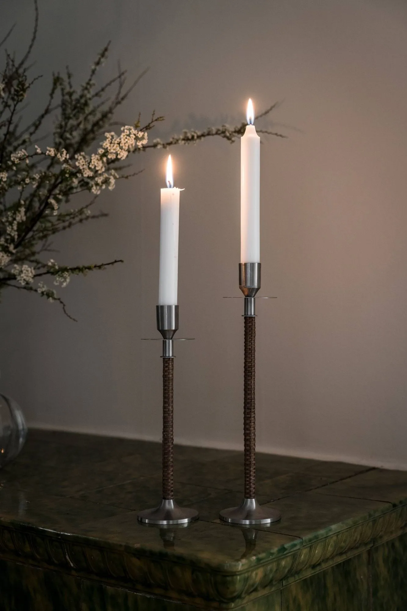 Ernst candelabro trenzado, Acero cepillado, Ø8x30 cm ERNST