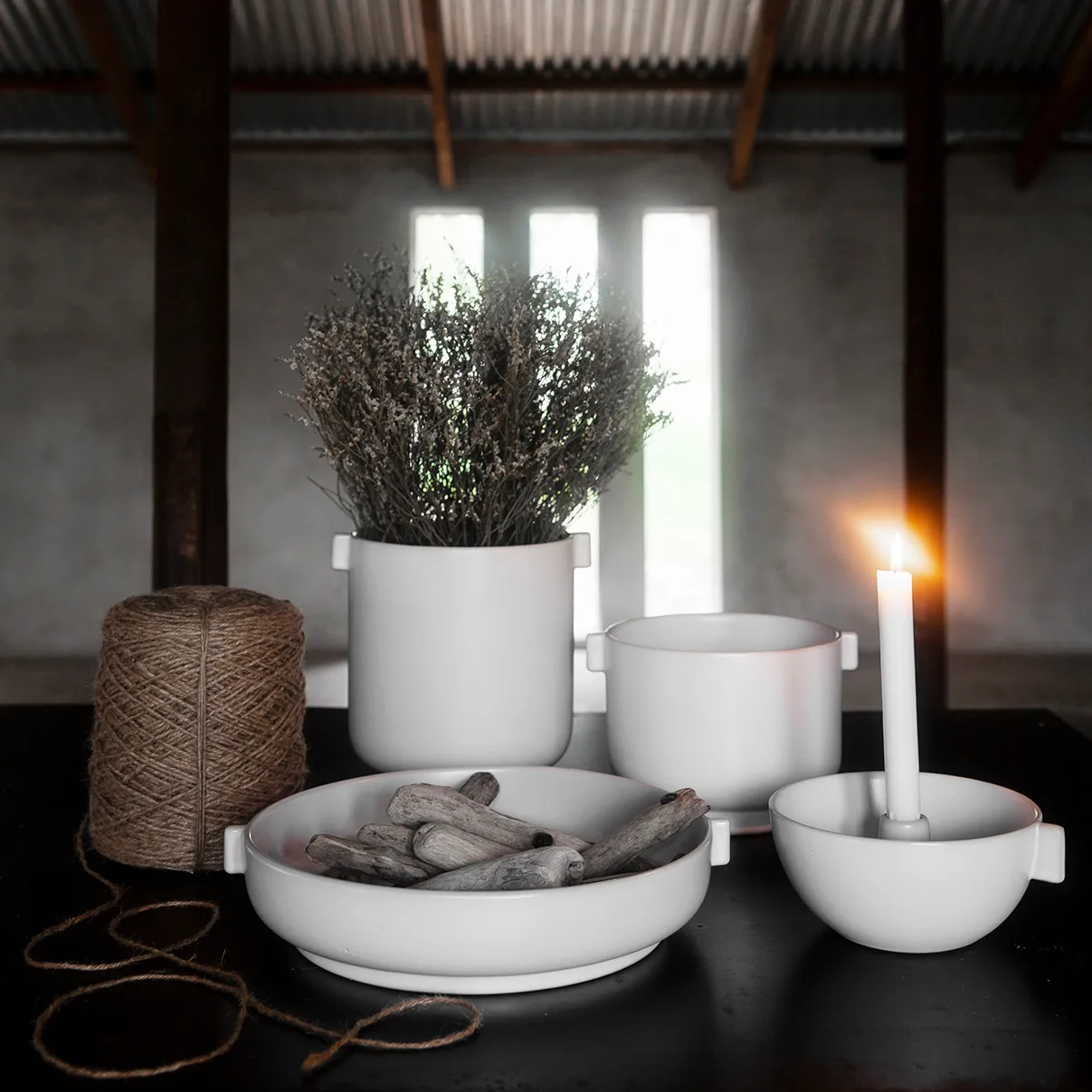 Ernst Maceta con asas arena blanca Ø19.5 cm, 15 cm ERNST