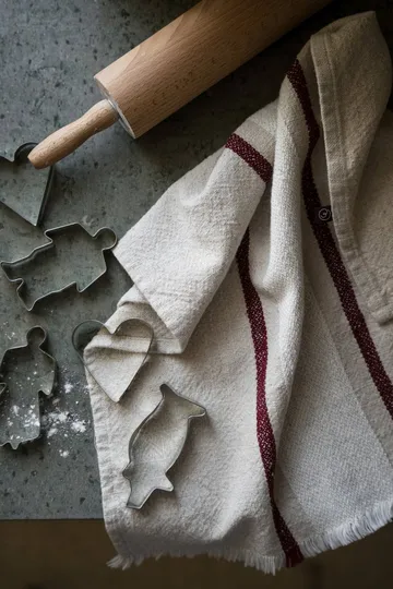 Ernst paño de cocina - Natural-blanco-rojo, 47x70 cm - ERNST