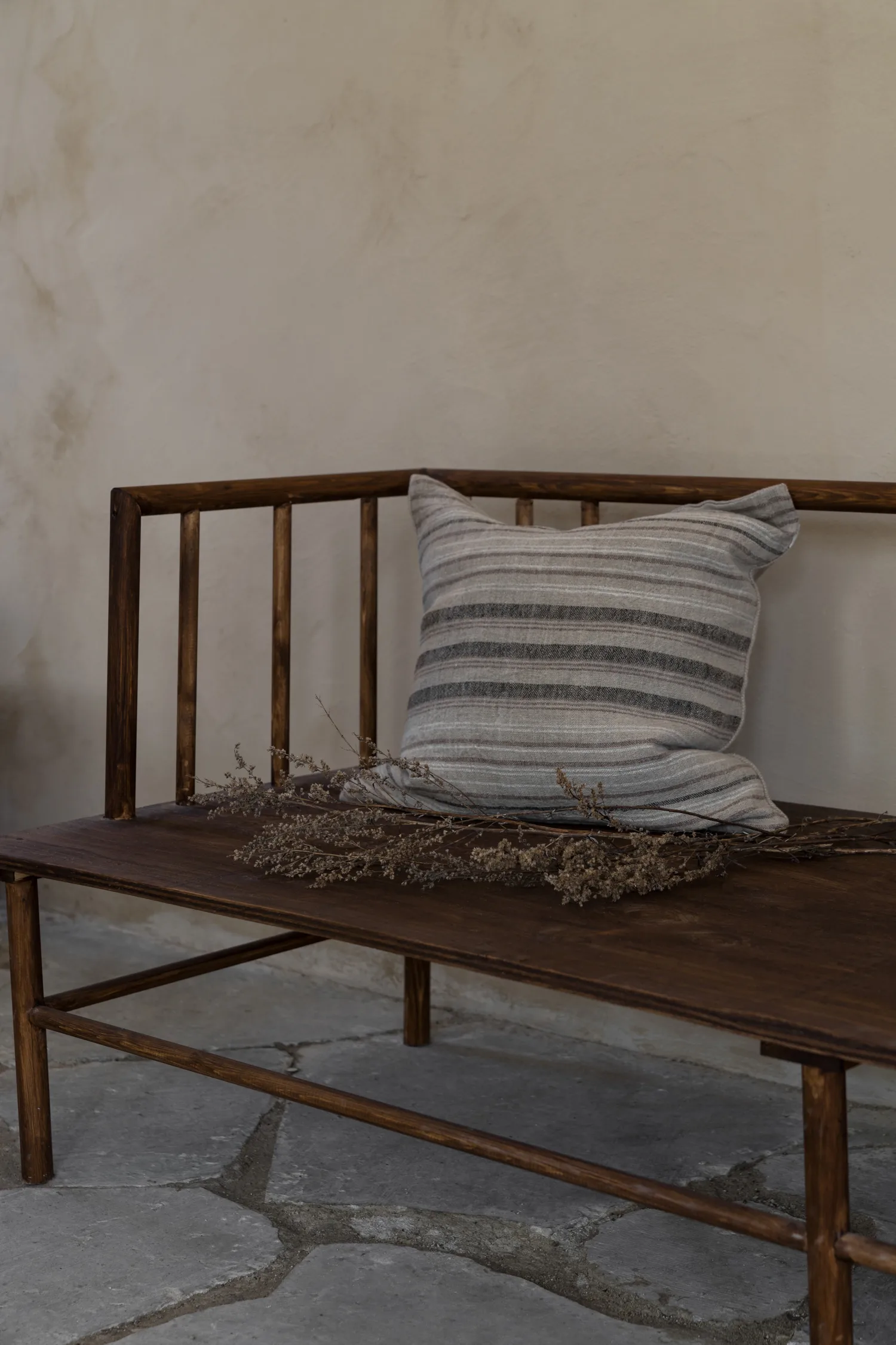 Funda de cojín de lino y yute a rayas Ernst, 50x50 cm ERNST