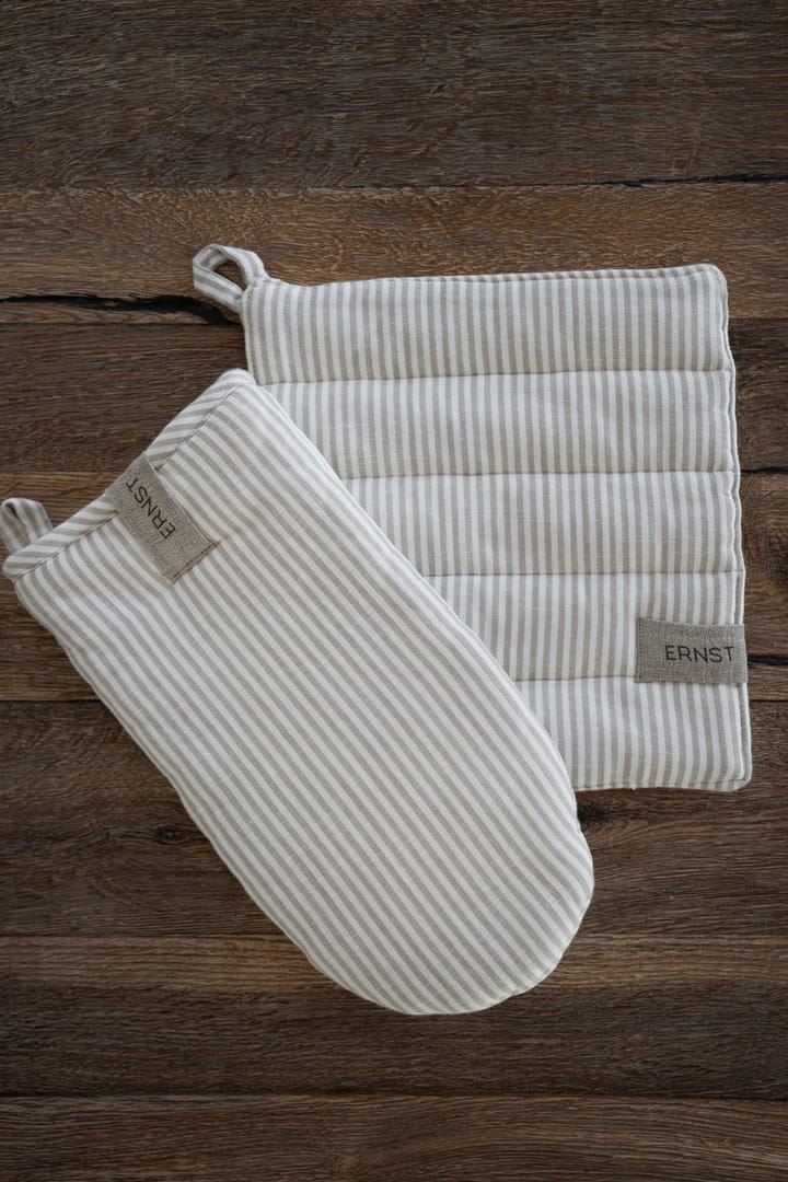 Guante de horno Ernst a rayas, Beige-blanco a rayas ERNST