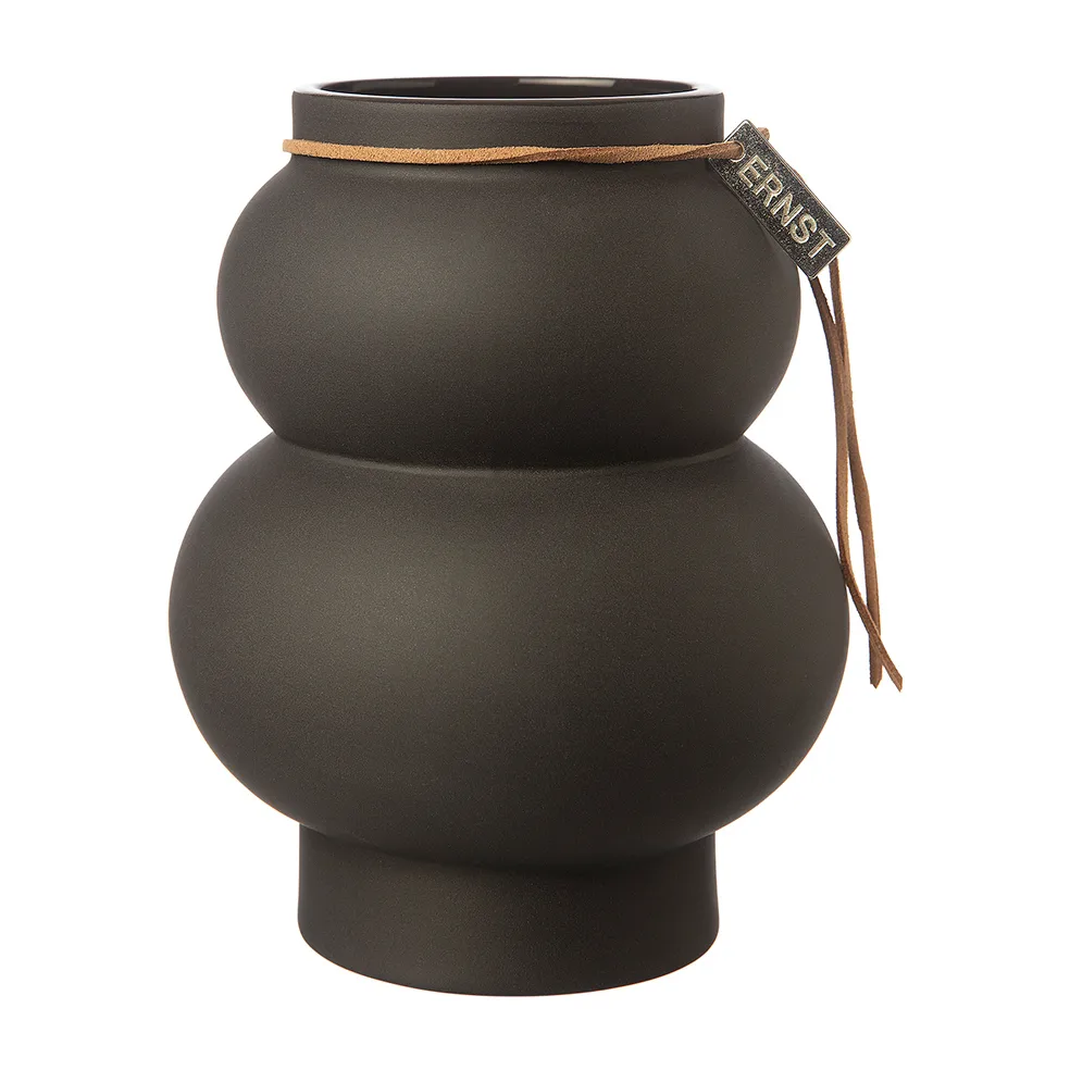 Jarrón de gres Ernst curvado 10 cm, gris oscuro ERNST