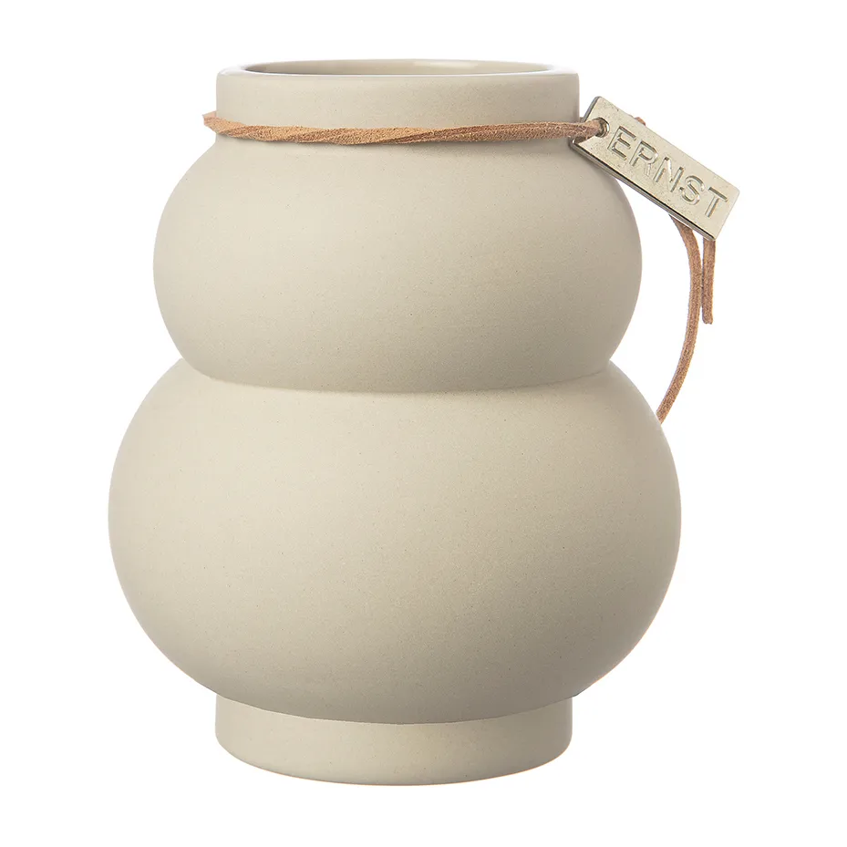 Jarrón de gres Ernst curvado 14 cm, Beige ERNST