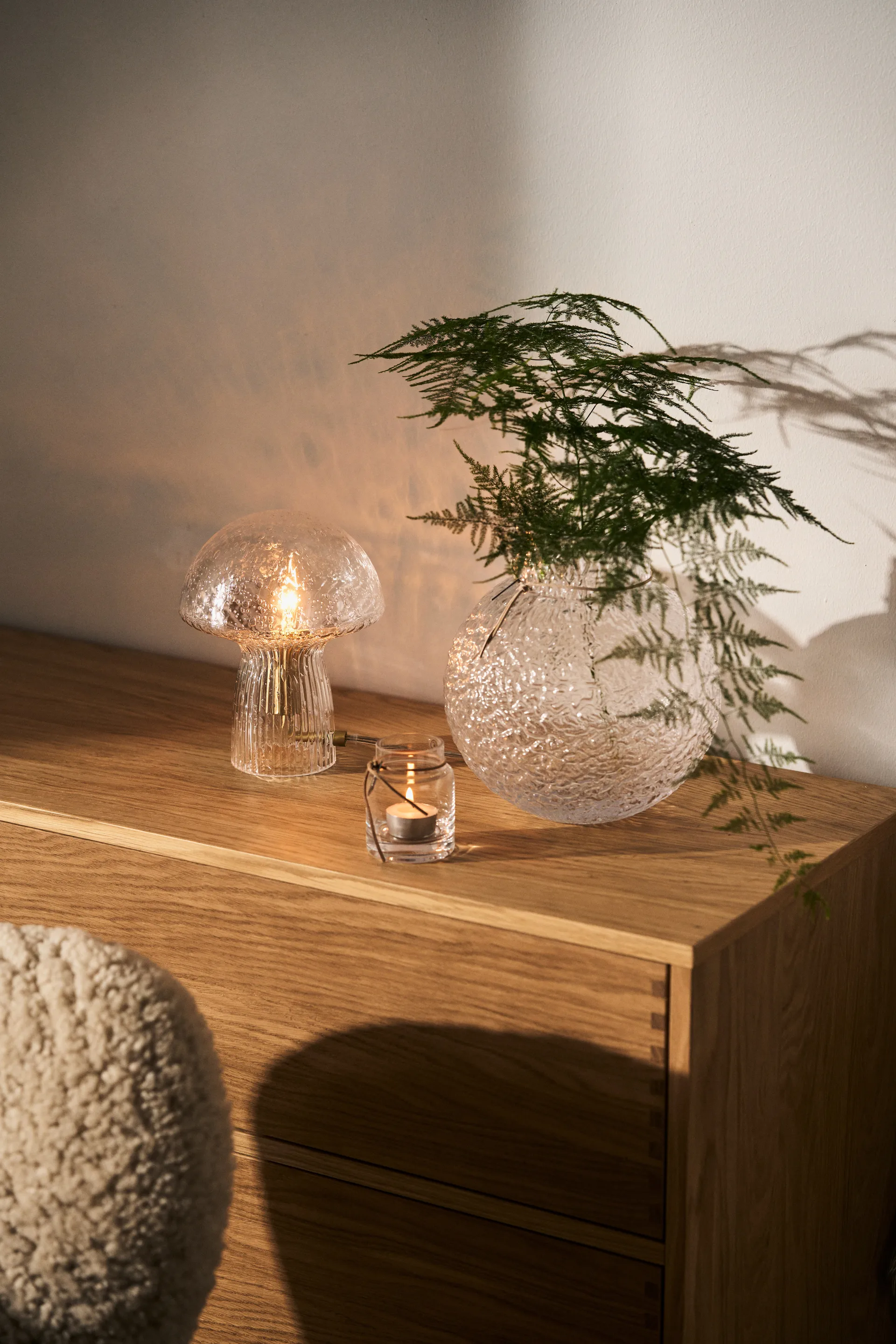 Jarrón de vidrio transparente Ernst con estructura, Ø21 cm ERNST