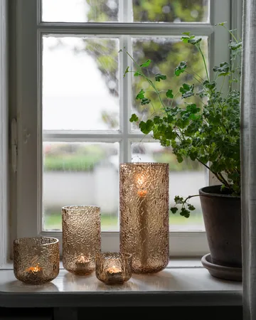 Jarrón/portavelas con patrón Ernst - Ámbar, Ø11×25 cm - ERNST