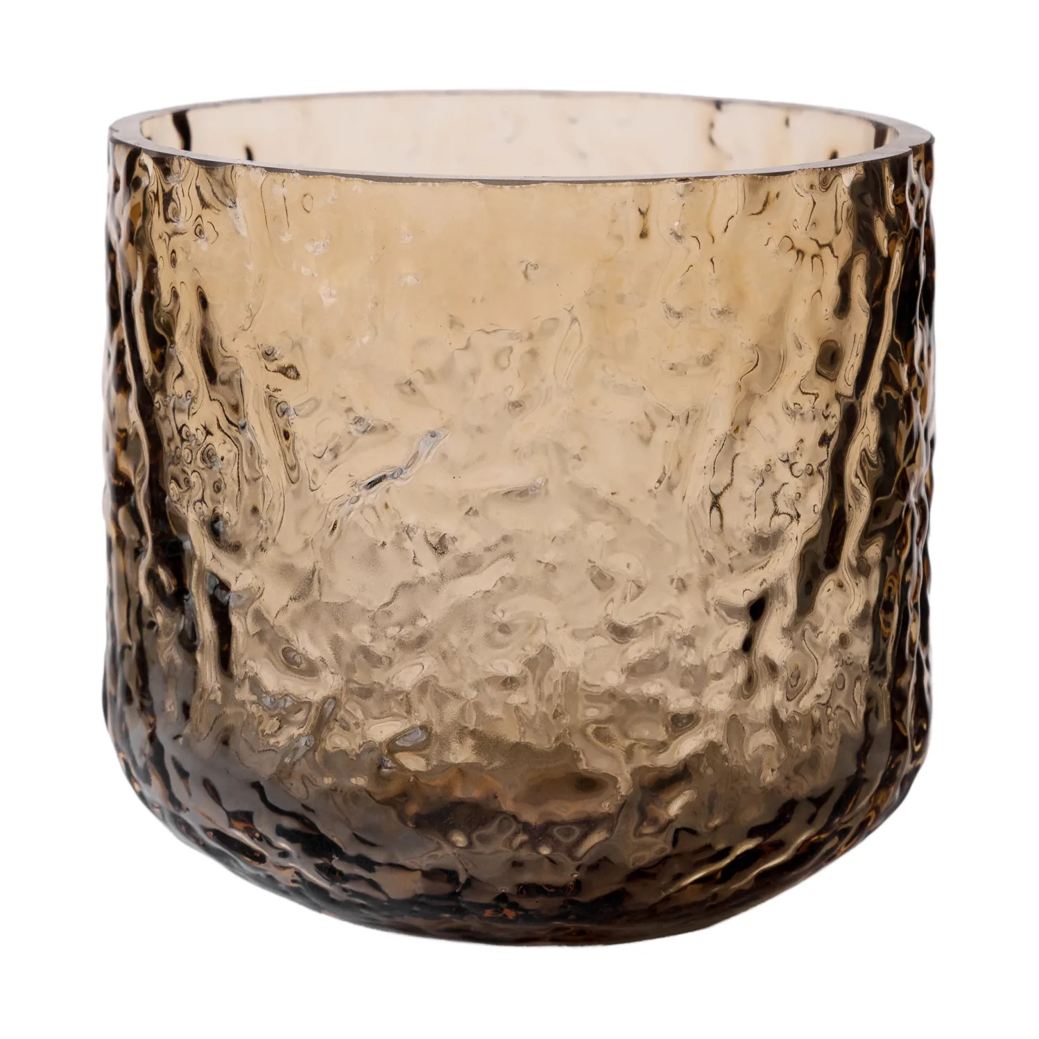 Jarrón/portavelas con patrón Ernst, Ámbar, Ø9 × 10 cm ERNST