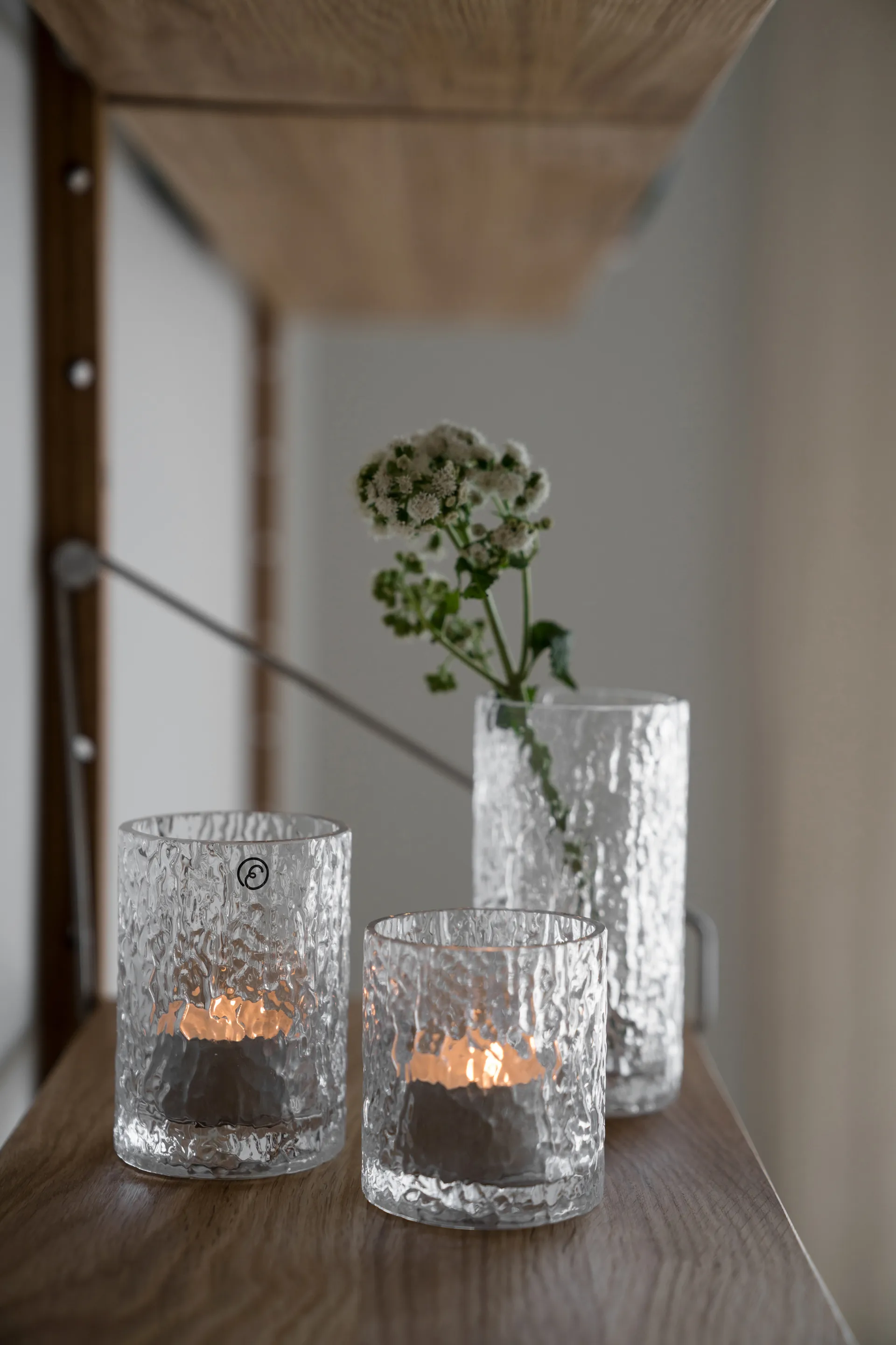 Jarrón/portavelas con patrón Ernst, Transparente, Ø5,3x6,5 cm ERNST