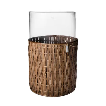 Jarrón/portavelas Ernst en cesta - Marrón oscuro, Ø18×30 cm - ERNST