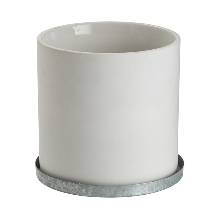 Maceta con plato de zinc Ernst 12 cm - blanco - ERNST