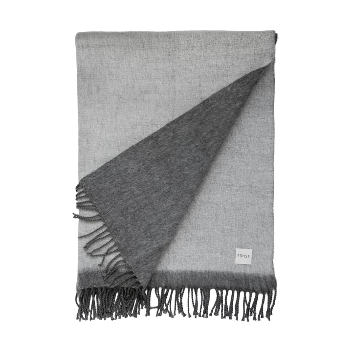 Manta Ernst con flecos 130x170 cm - Gris oscuro-blanco - ERNST