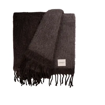 Manta Ernst con flecos 130x170 cm - Marrón oscuro-marrón - ERNST