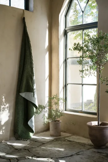 Manta Ernst con flecos 130x170 cm - Verde y blanco - ERNST