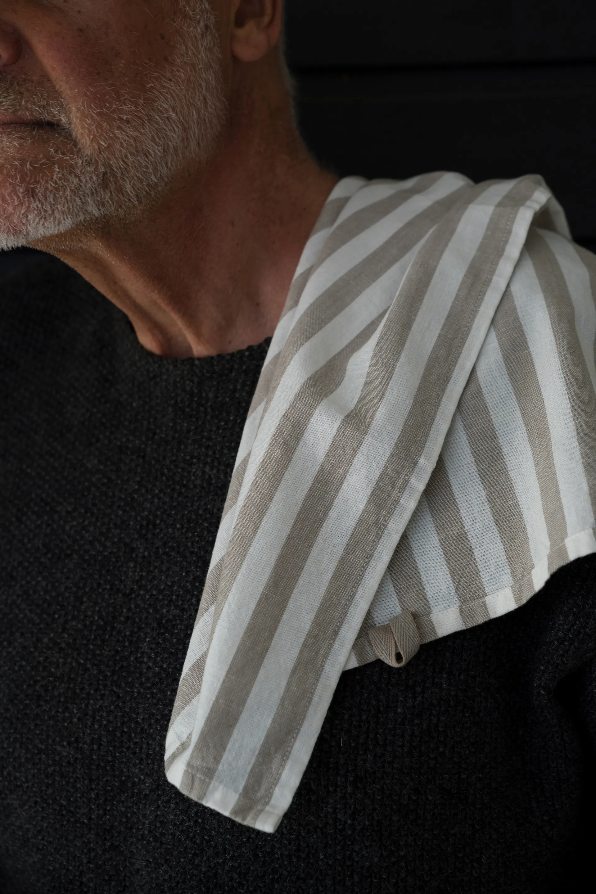 Paño de cocina Ernst rayas anchas 47x70 cm, Beige-blanco a rayas ERNST