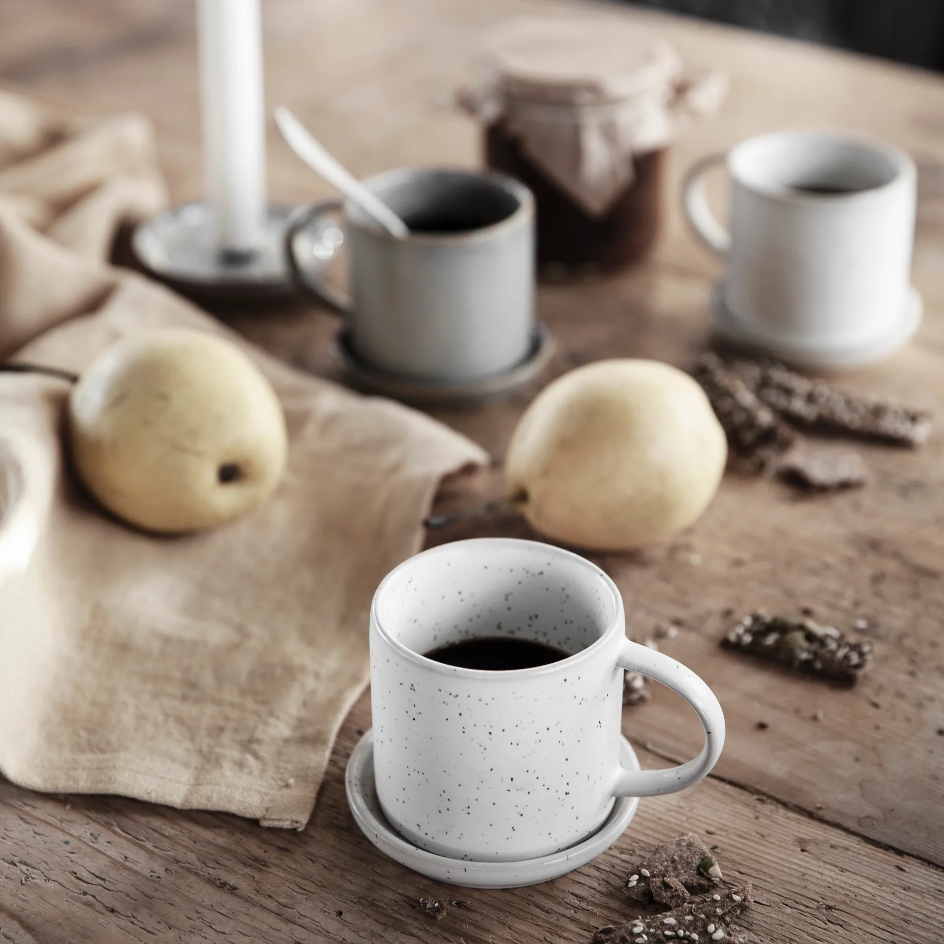 Taza y platillo Ernst 7 cm, blanco-con puntos ERNST