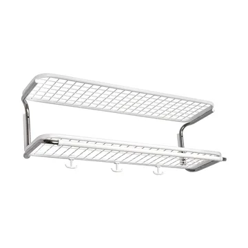 Estante sombrerero Classic 650 - Blanco/cromo, 2 niveles, 80 cm - Essem Design