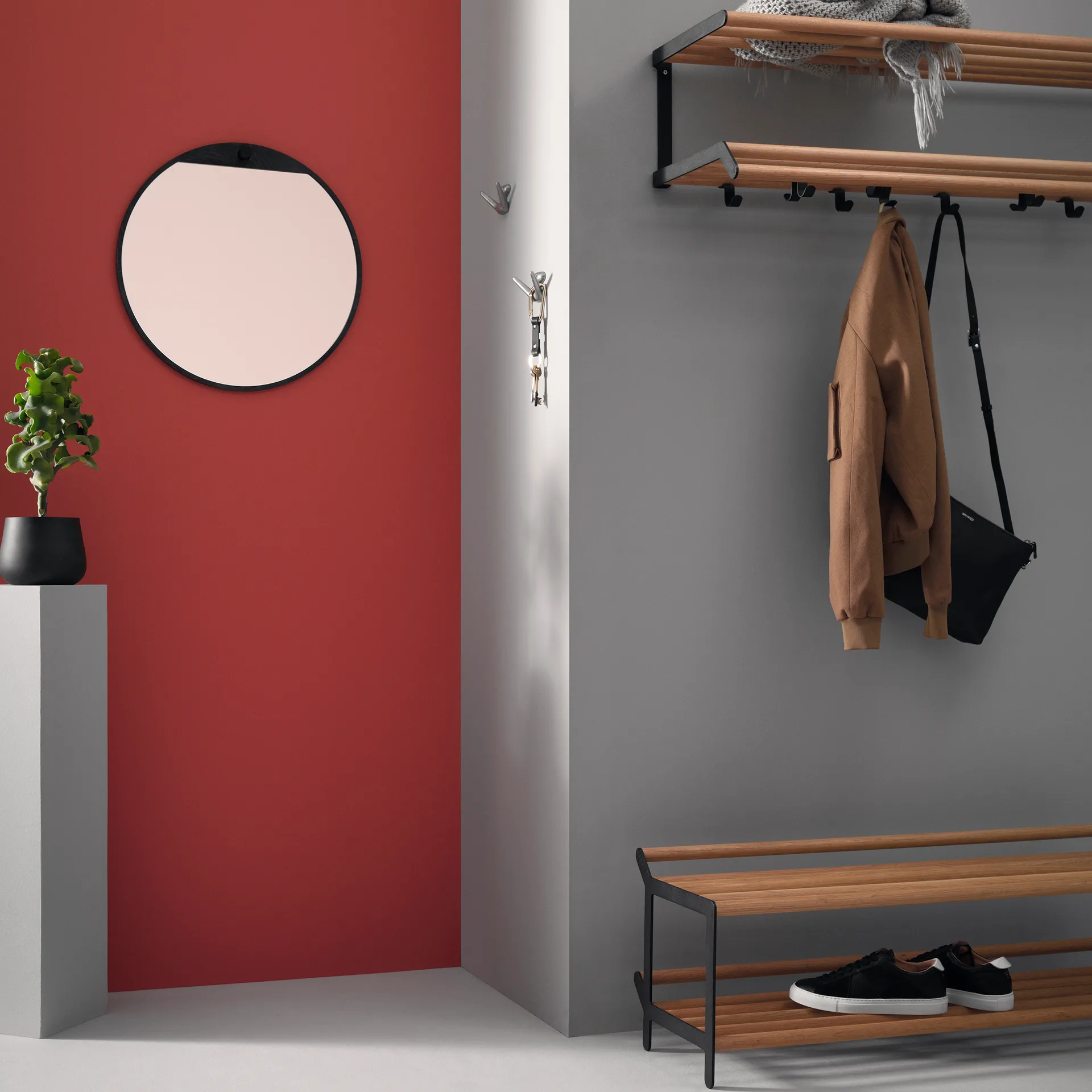 Estante sombrerero Tamburin 100 cm, Roble-negro Essem Design