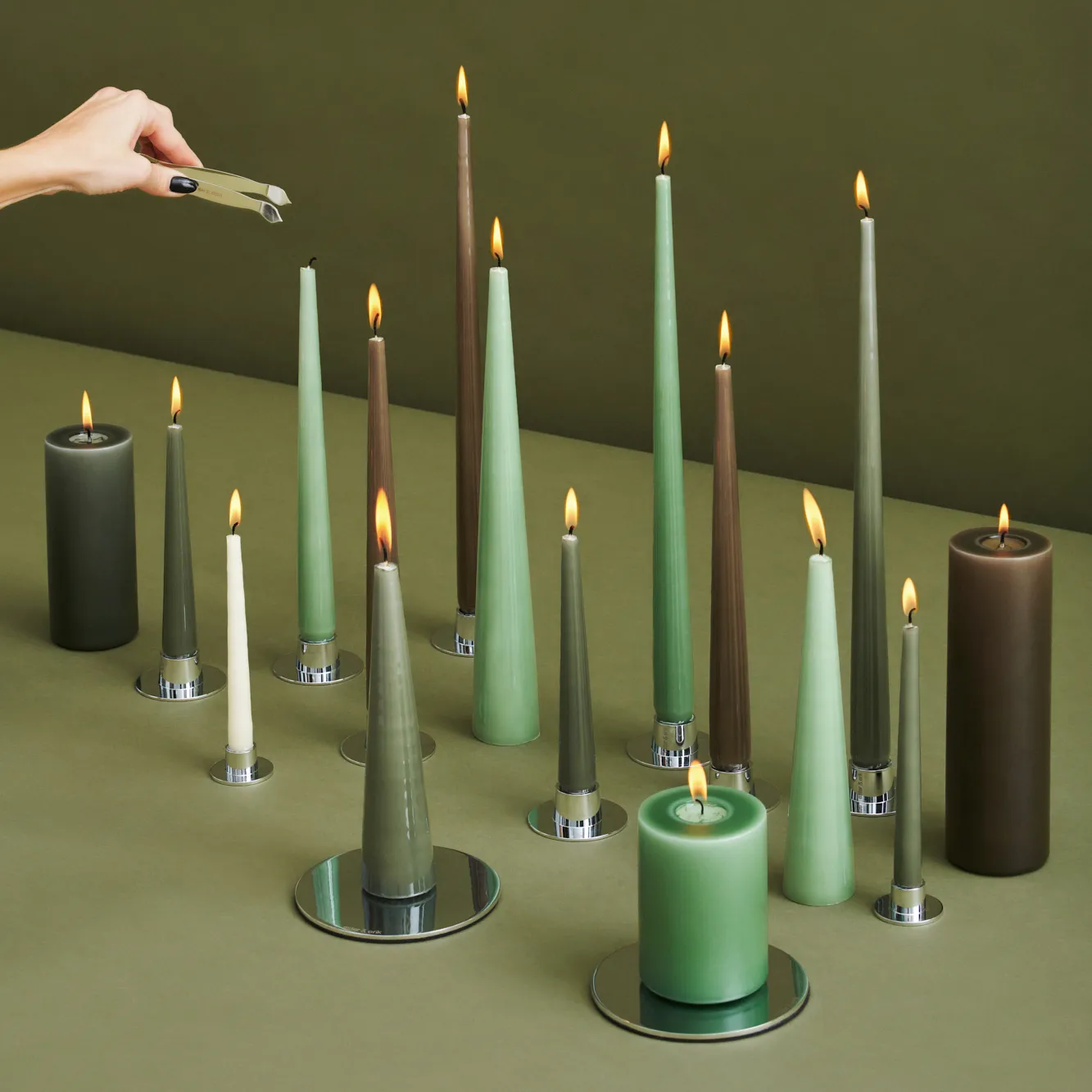 ester & erik 4 Velas lacadas, eucalyptus, 42 cm ester & erik