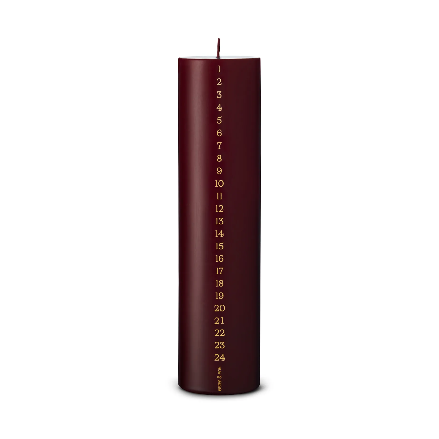 Vela de calendario ester & erik 25 cm, 44/2 deep wine ester & erik