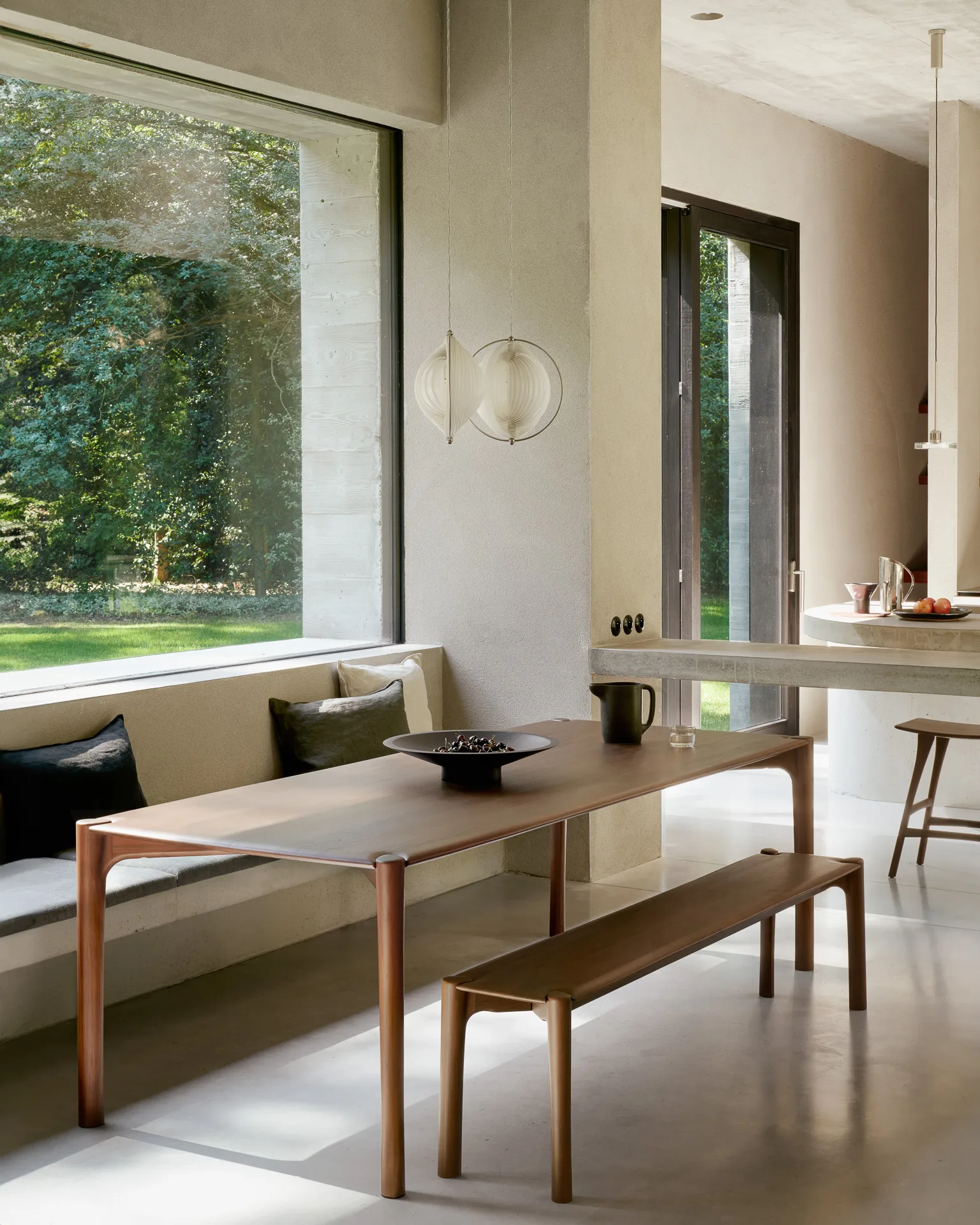 Banco PI 126x35 cm, Lackad teak brown Ethnicraft