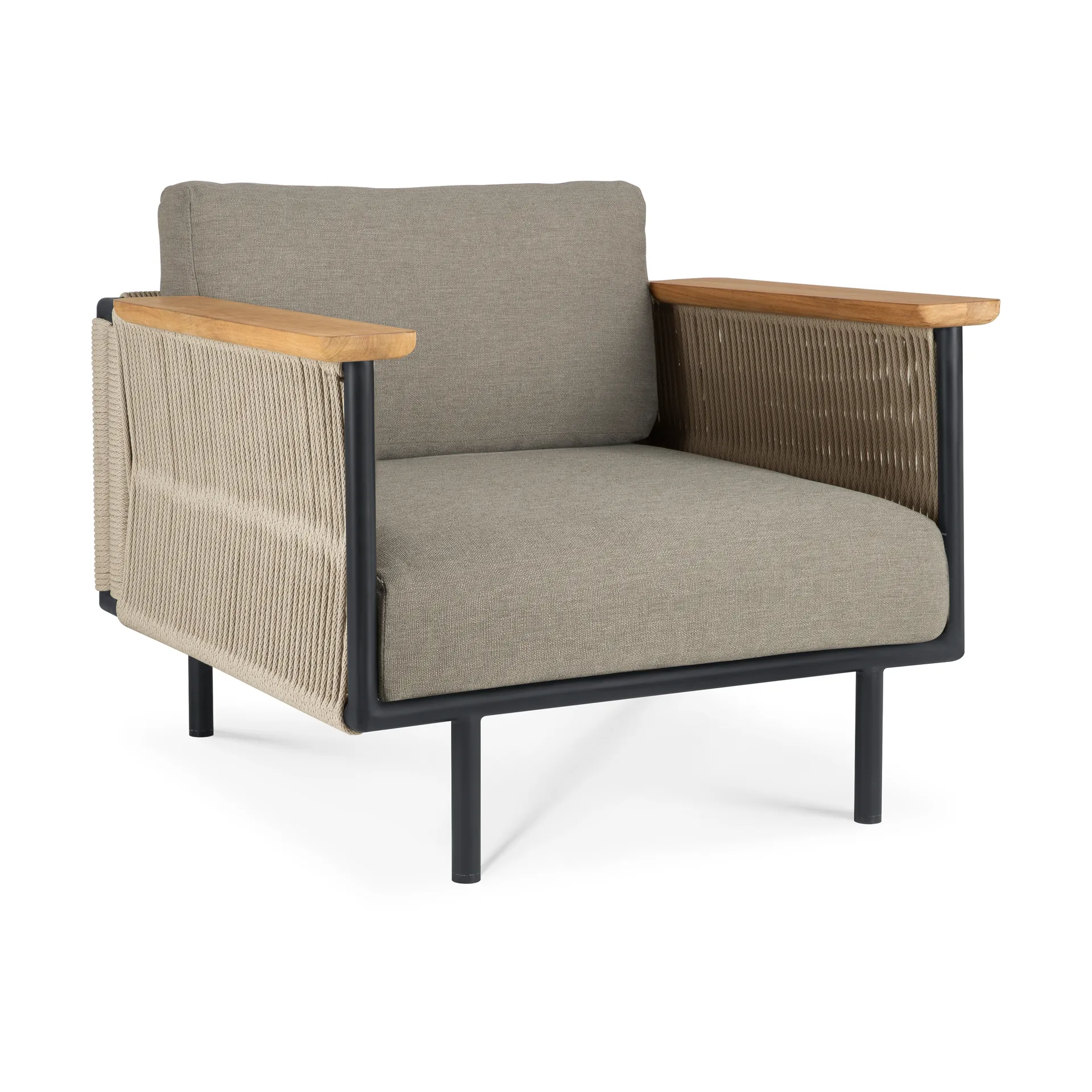 Butaca con cojín Corbey Outdoor, Aluminium black-Silt Ethnicraft