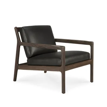Butaca Lounge Jack - Black leather-Rosewood - Ethnicraft