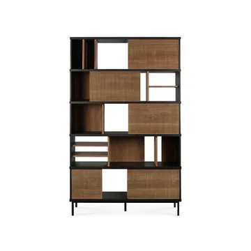 Estantería Oscar Rack - Teak-Black 5 puertas 120x40 cm - Ethnicraft