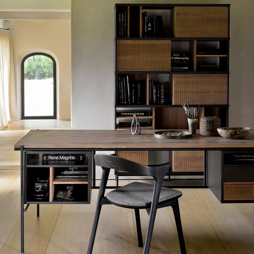 Estantería Oscar Rack, Teak-Black 5 puertas 120x40 cm Ethnicraft