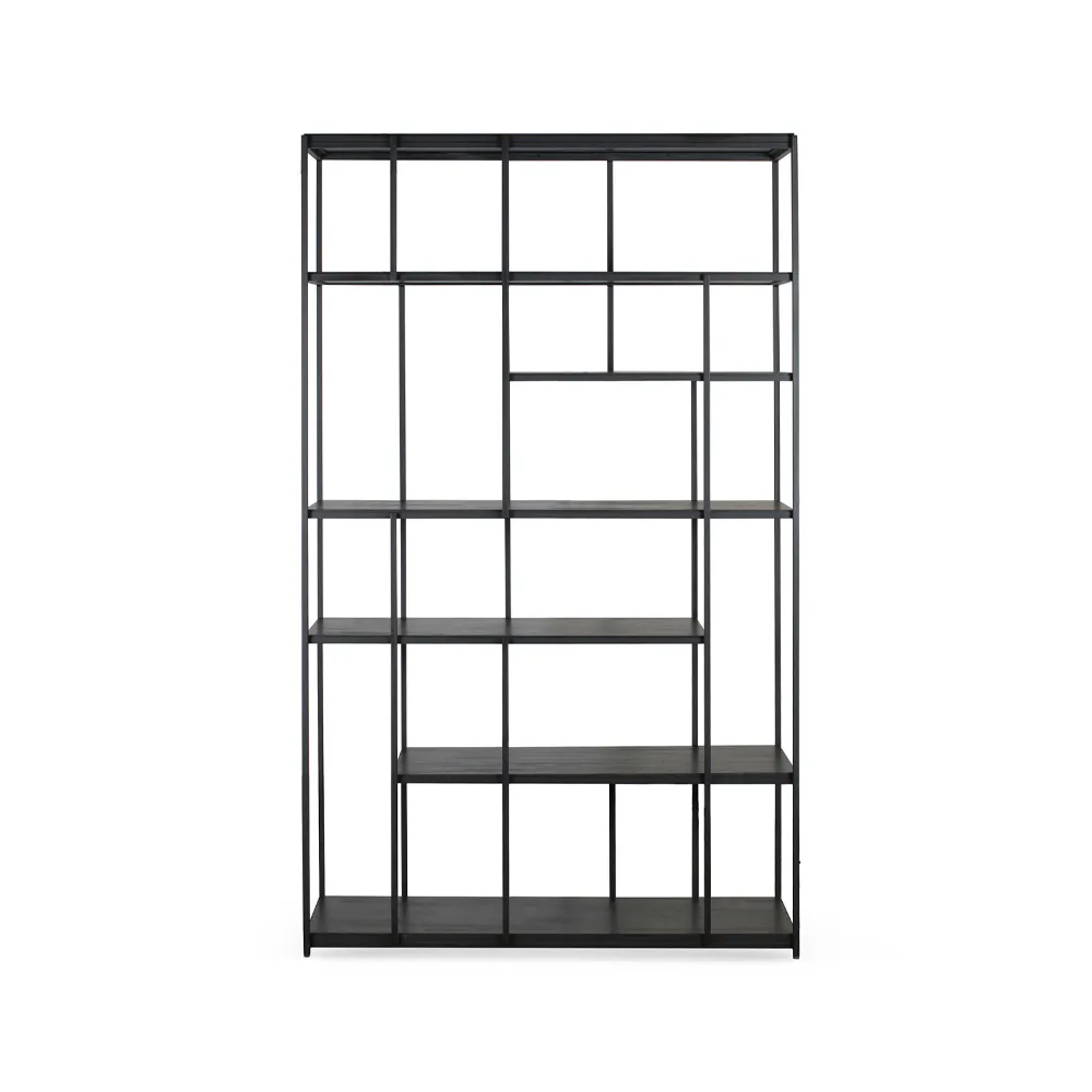 Estantería Studio Rack 205x120 cm, Negro de teca sin puertas Ethnicraft