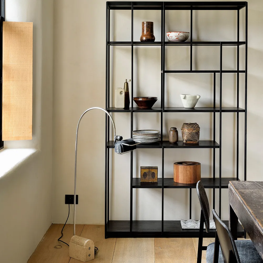 Estantería Studio Rack 205x120 cm, Negro de teca sin puertas Ethnicraft