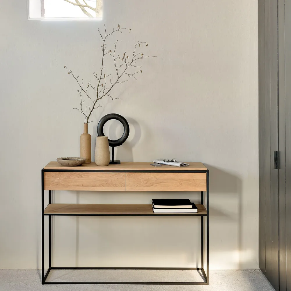 Mesa consola Monolit 122x40 cm, Oak-Black Ethnicraft