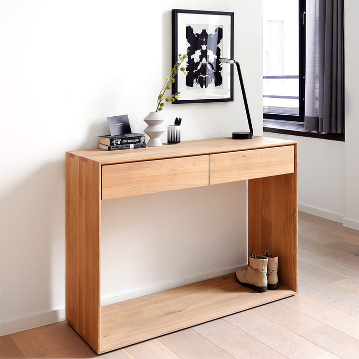 Mesa consola Nordic, Roble lacado dos cajones 160x40 cm Ethnicraft