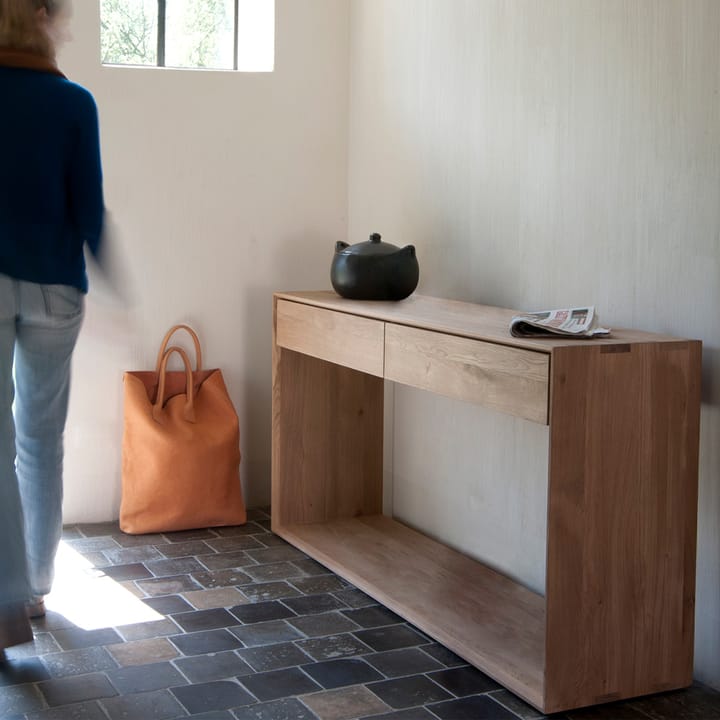 Mesa consola Nordic, Roble lacado dos cajones 160x40 cm Ethnicraft