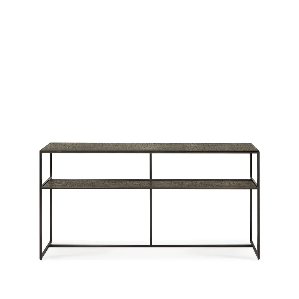 Mesa consola Pentagon 75x150 cm, Whisky-Black metal Ethnicraft