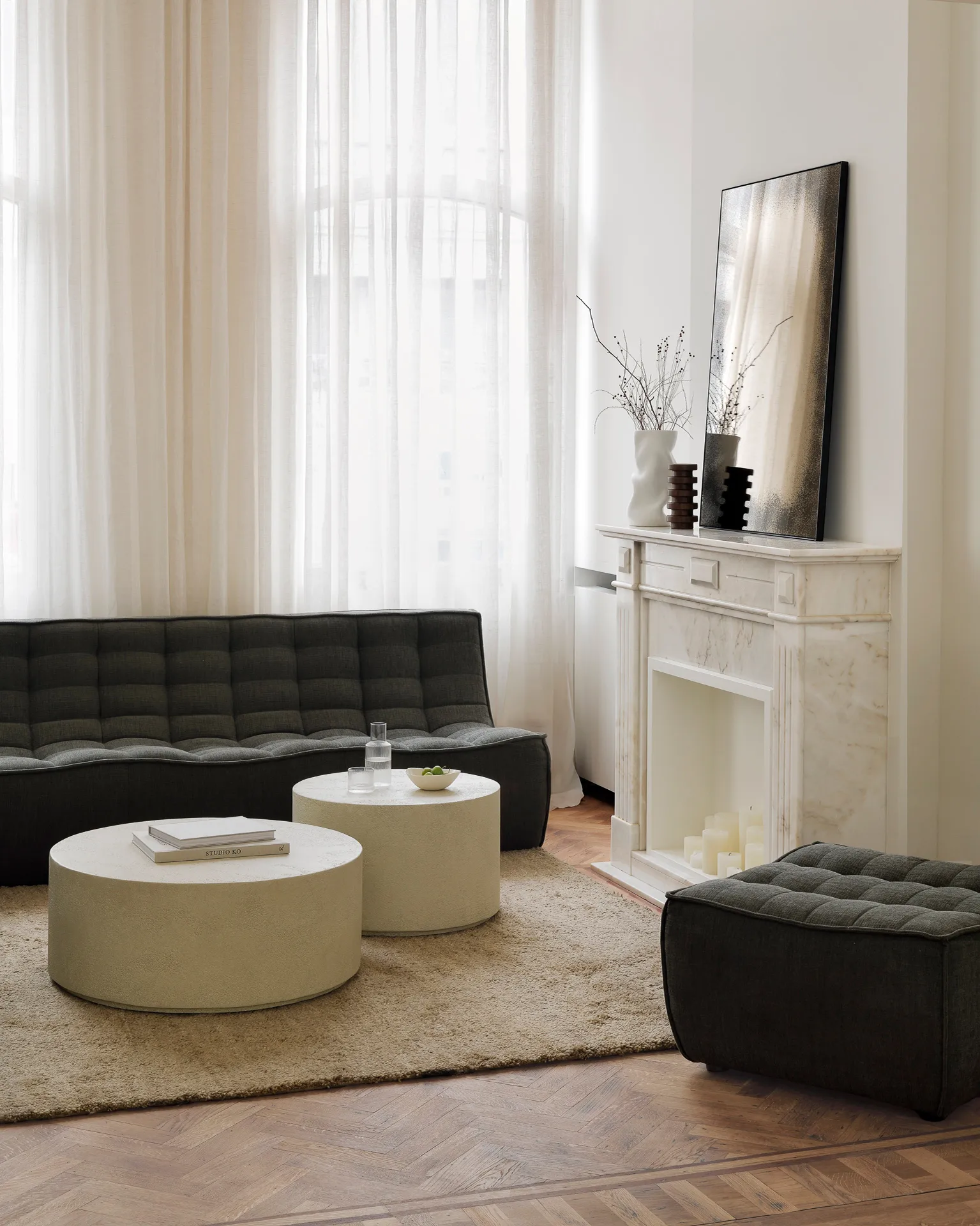 Mesa de centro Elements, Off white, Ø80 cm Ethnicraft