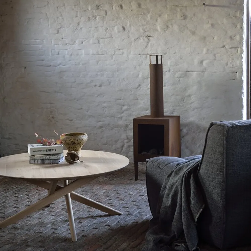 Mesa de centro Mikado Ø100 cm, Oak wax oil round Ethnicraft