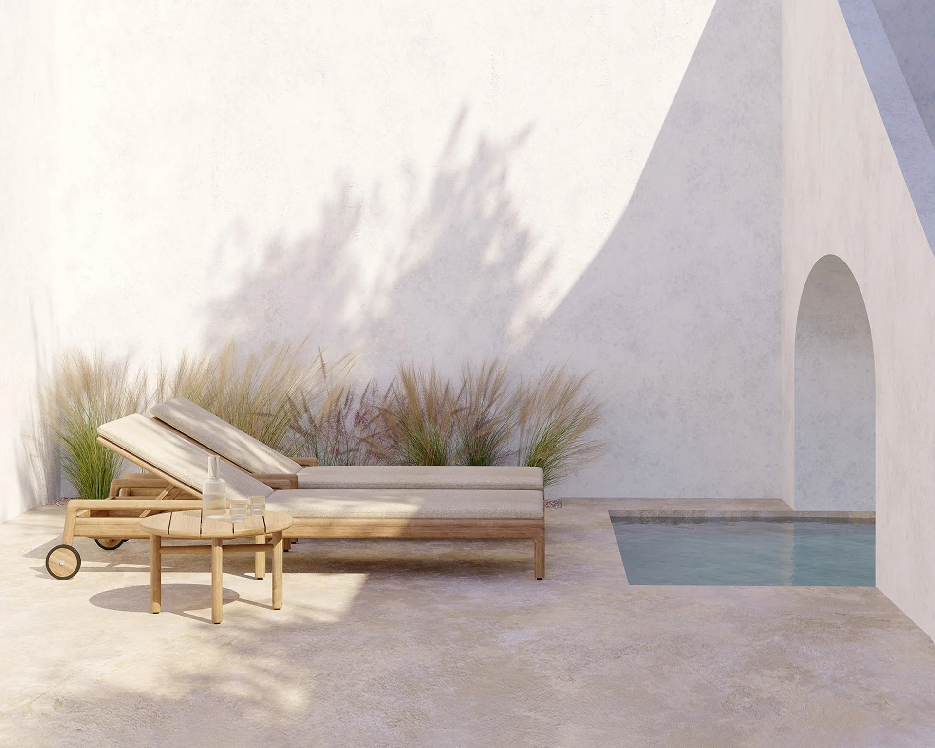 Mesa de centro Quatro outdoor teak, Ø59 cm Ethnicraft