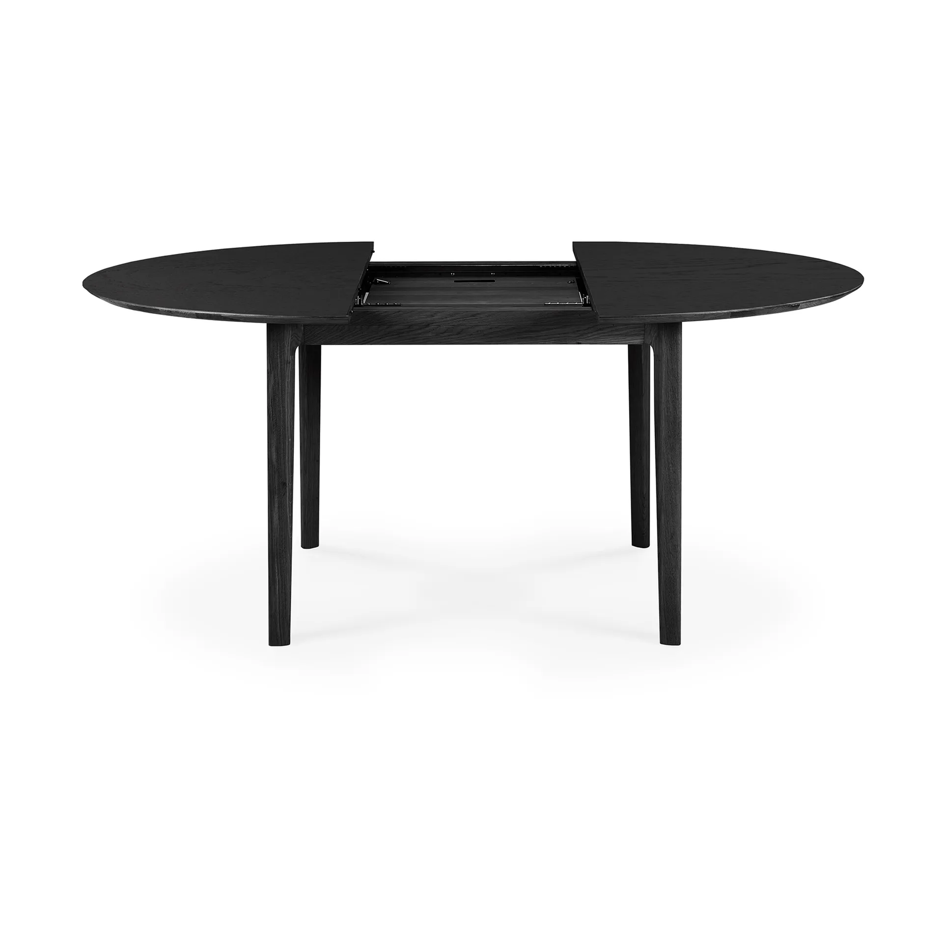Mesa de comedor Bok ovalada 129/179x100x76 cm, Roble teñido negro Ethnicraft