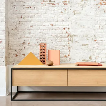 Mueble multimedia Monolit 140x45 cm - Oak-Black - Ethnicraft