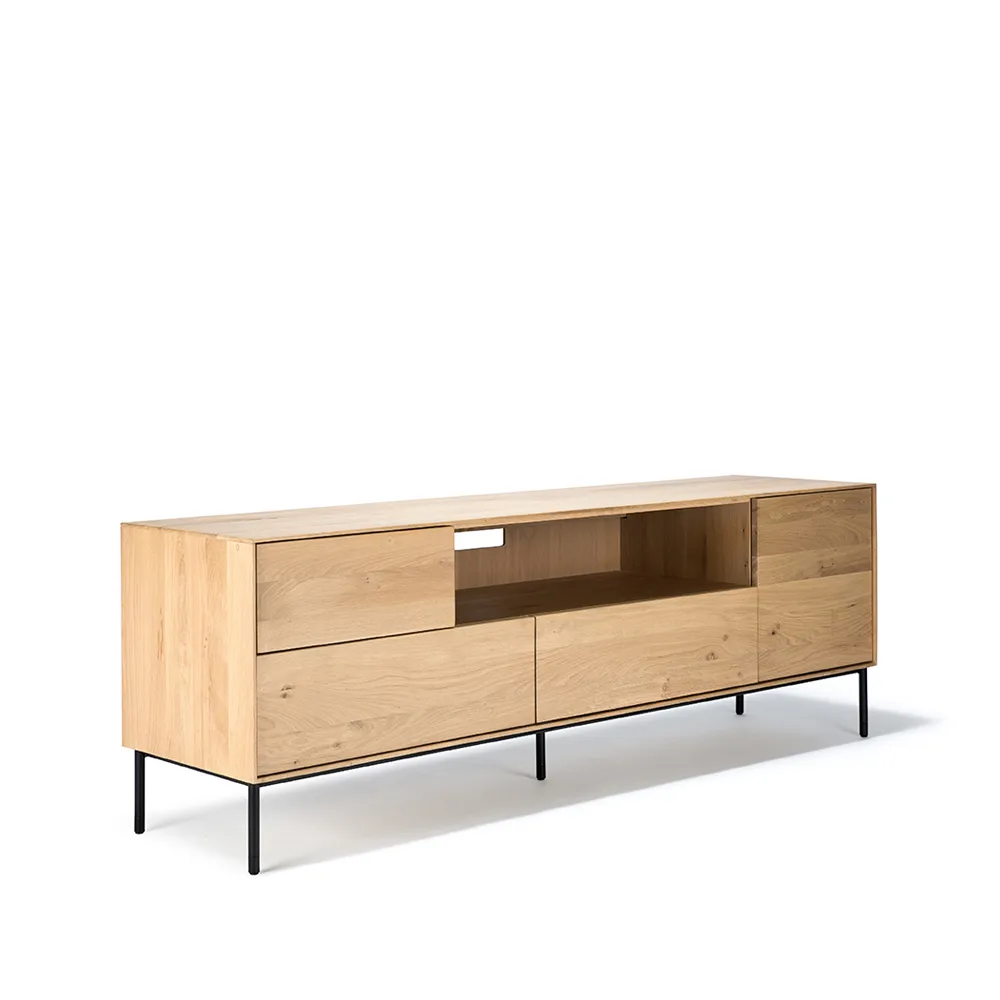 Mueble multimedia Whitebird  180 cm, Oak wax oil-Black metal Ethnicraft