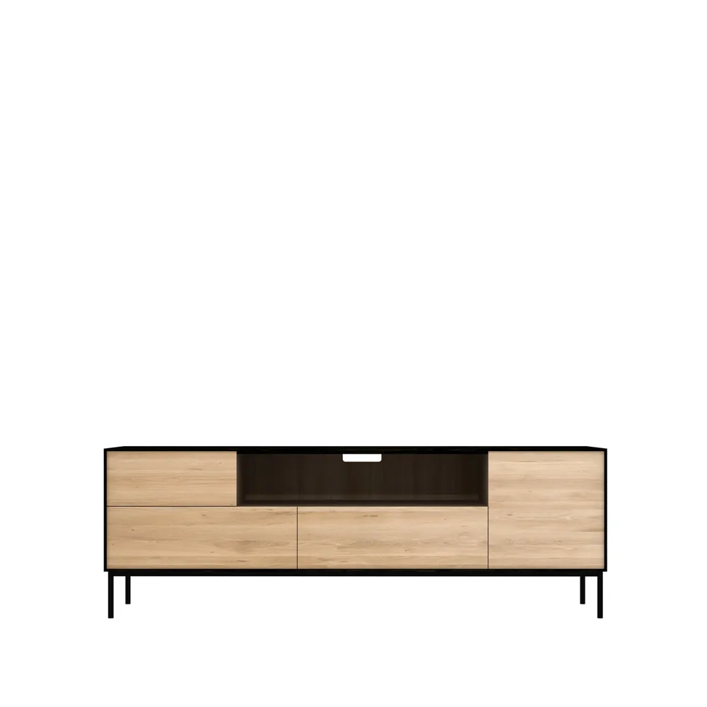 Mueble multimedia Whitebird, Roble negro-Patas metálicas negras Ethnicraft