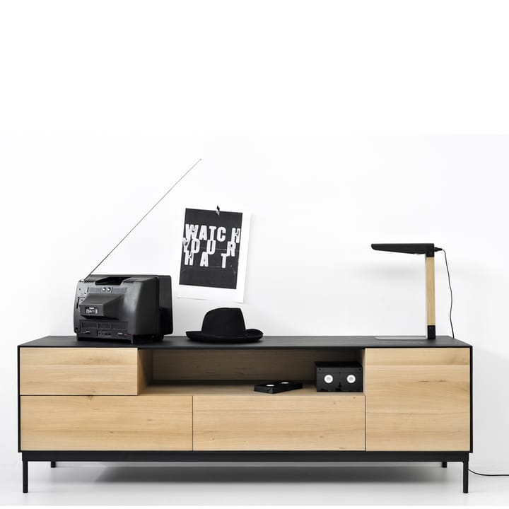 Mueble multimedia Whitebird, Roble negro-Patas metálicas negras Ethnicraft