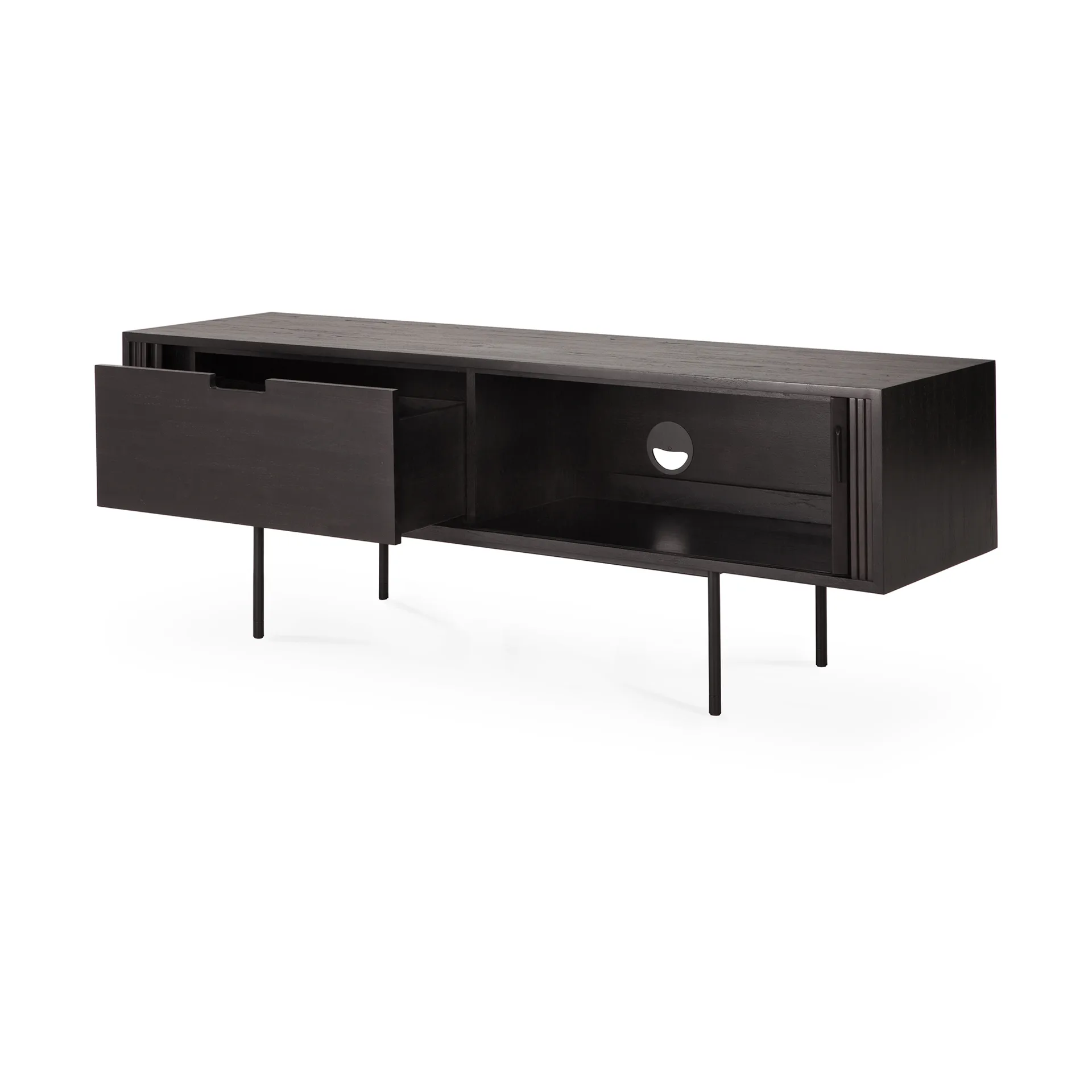 Mueble para TV Roller Max, Lackad teak-negro-2 puertas Ethnicraft