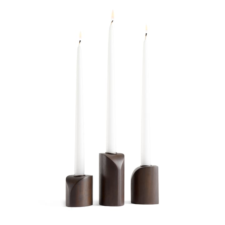 Portavelas PI, 3 piezas, Caoba teñida de marrón oscuro Ethnicraft