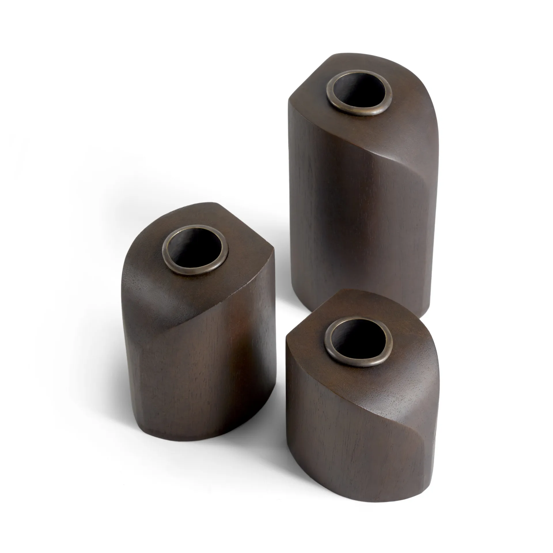 Portavelas PI, 3 piezas, Caoba teñida de marrón oscuro Ethnicraft