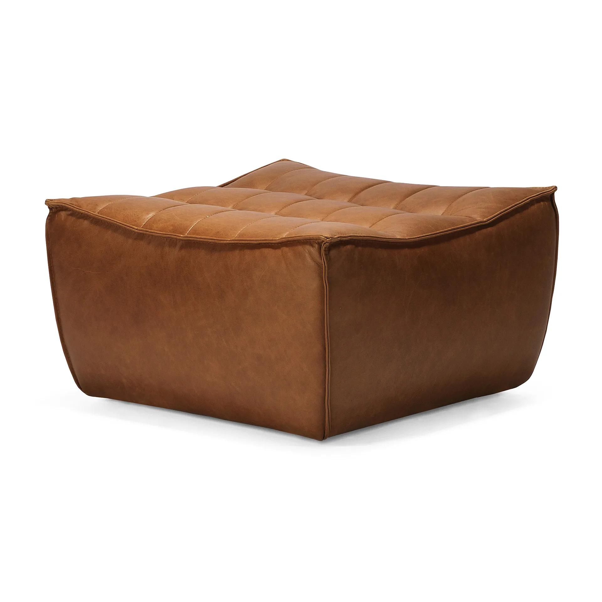 Reposapiés N701 70x70 cm, Anilina cuero brown Ethnicraft
