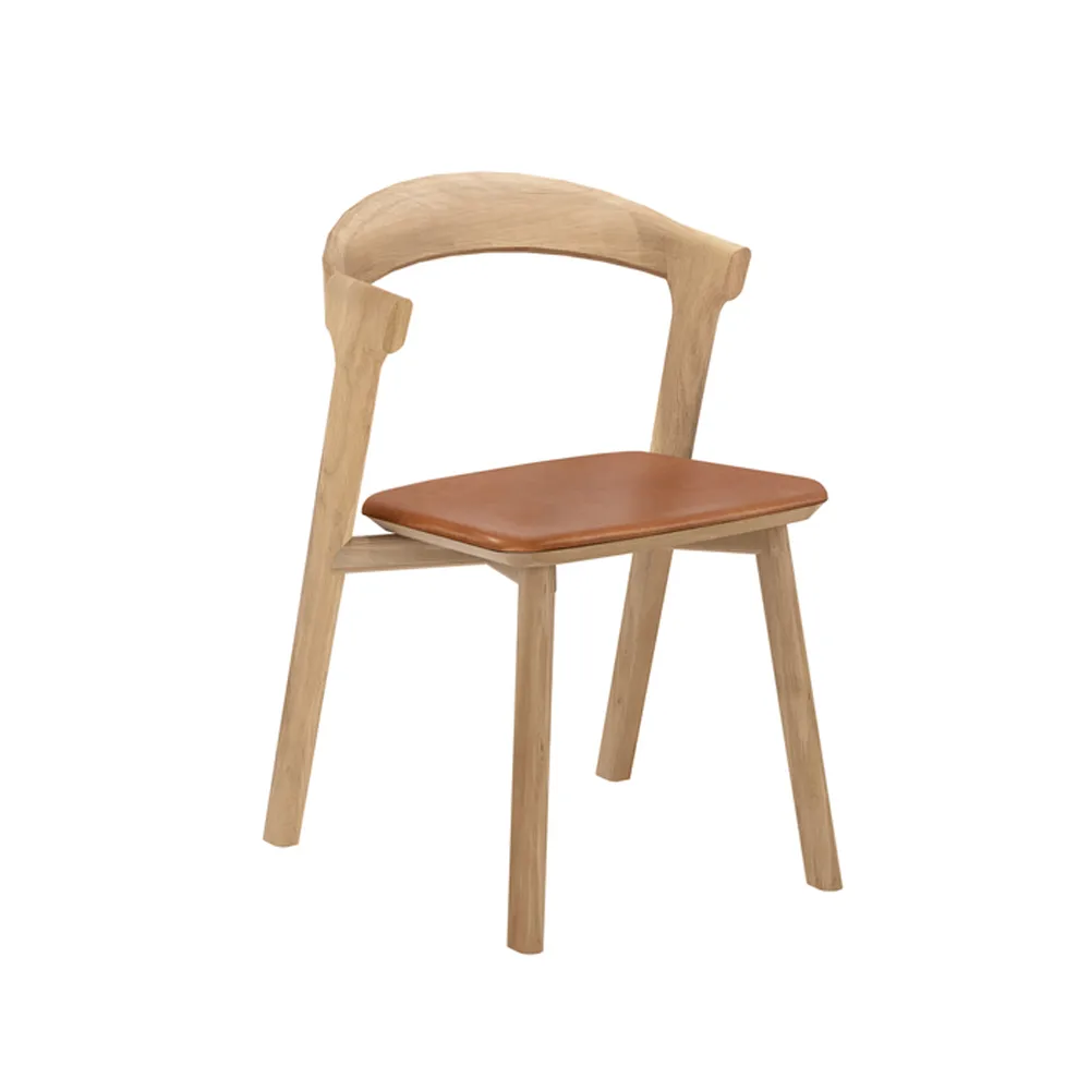 Silla con asiento de cuero Bok , Cuero color roble coñac Ethnicraft