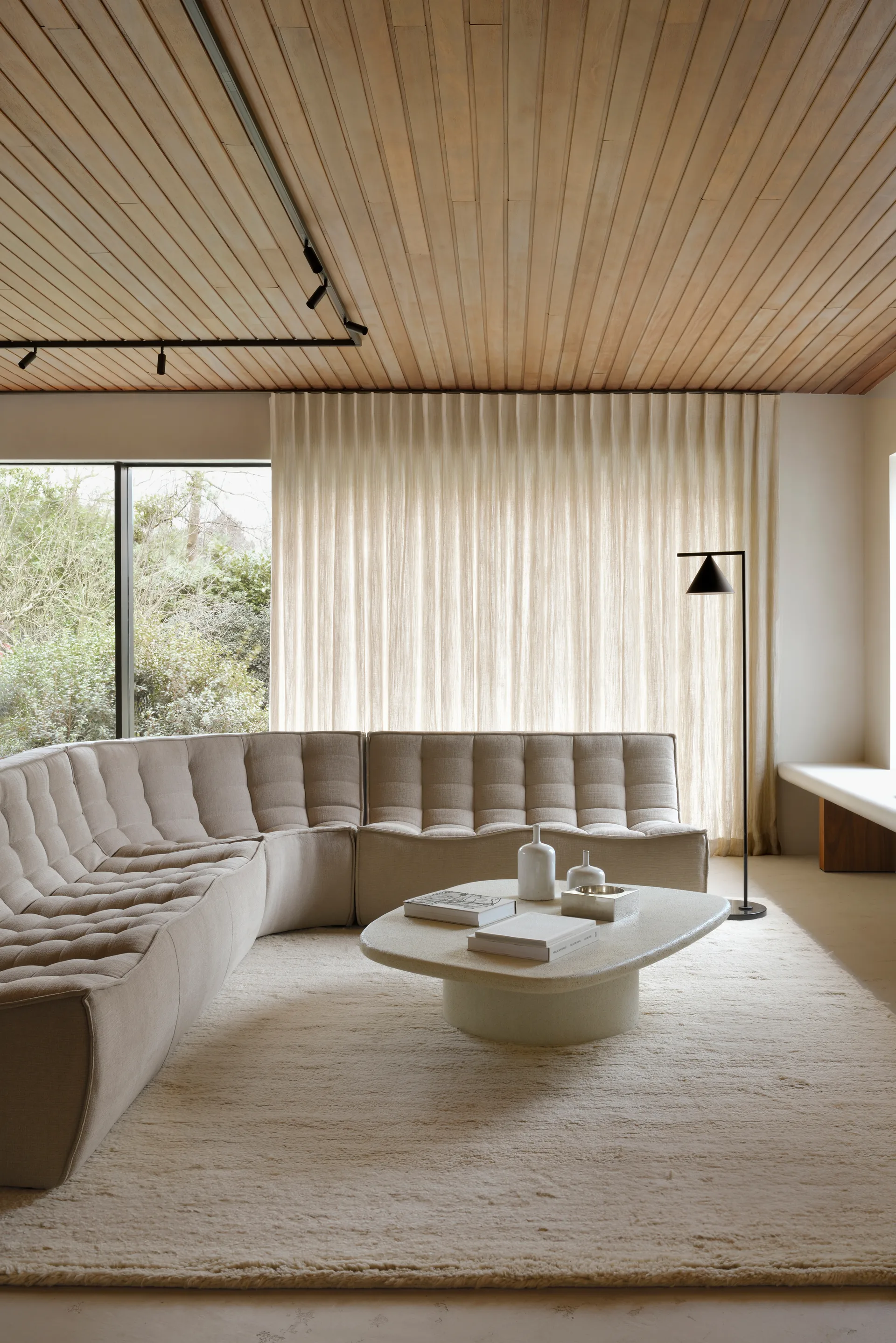 Sofá de 3 plazas N701, Tela ecru beige Ethnicraft