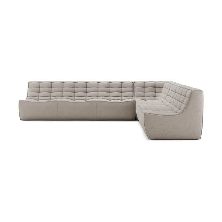 Sofá esquinero modular N701 de esquina recta, tela Ecru Beige, 301x231 cm - Ethnicraft