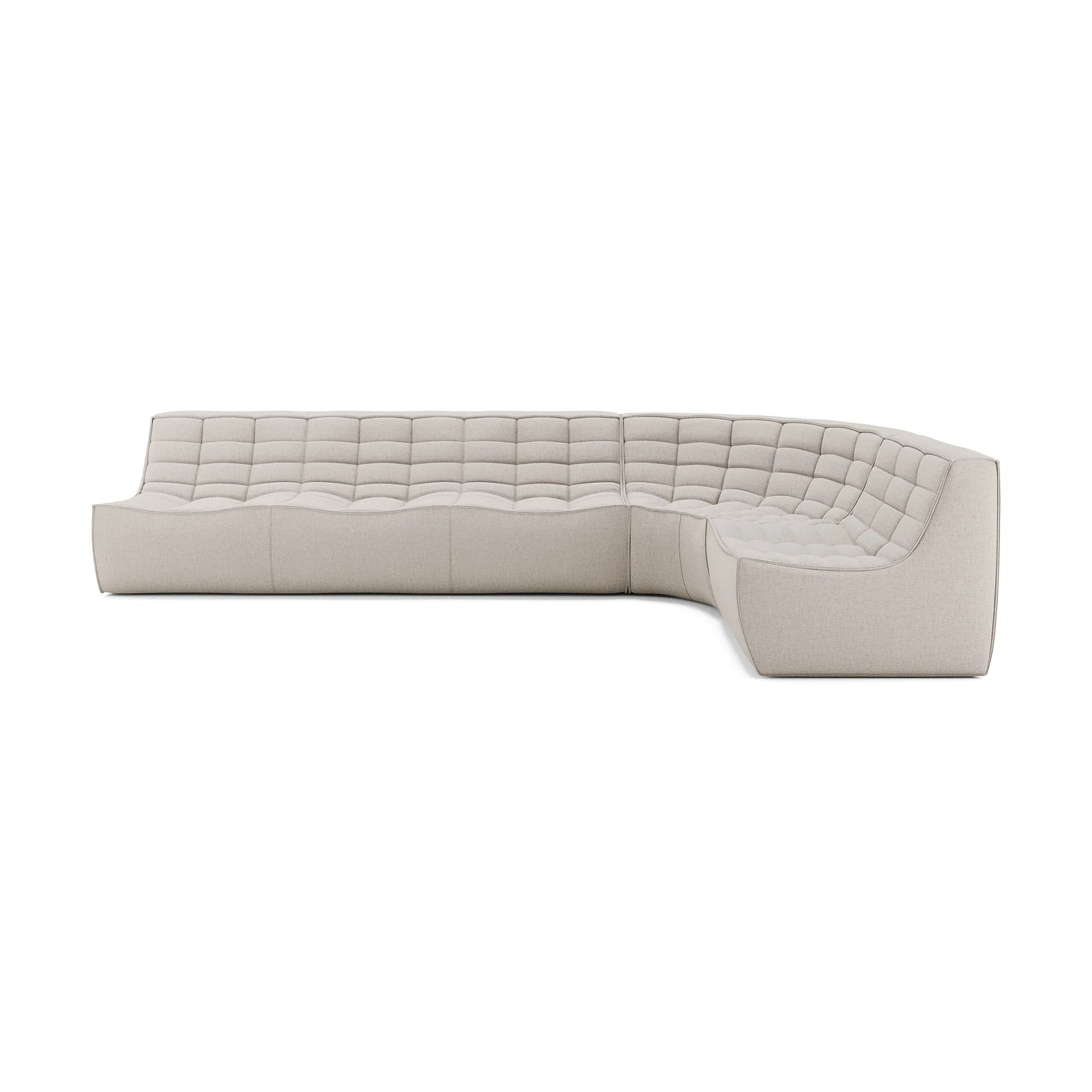 Sofá esquinero modular N701 esquina redondeada, tela Beige, 301x171 cm,  Ethnicraft
