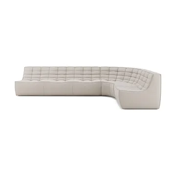 Sofá esquinero modular N701 esquina redondeada, tela Beige, 301x171 cm - Ethnicraft